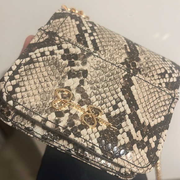 Jessica Simpson mini snake style pattern mini purse bag natural python chain - Picture 9 of 13